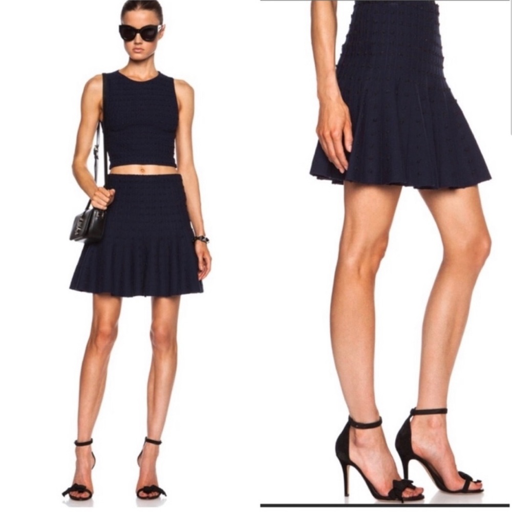 Alice + Olivia TEXTURED DOTS Bess Kyle SKIRT SET S